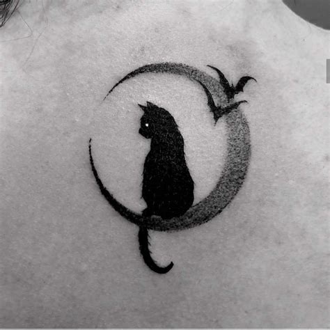 Tatto Moon Cat Bats Cat Tattoo Designs Tattoo Themes Cute Cat