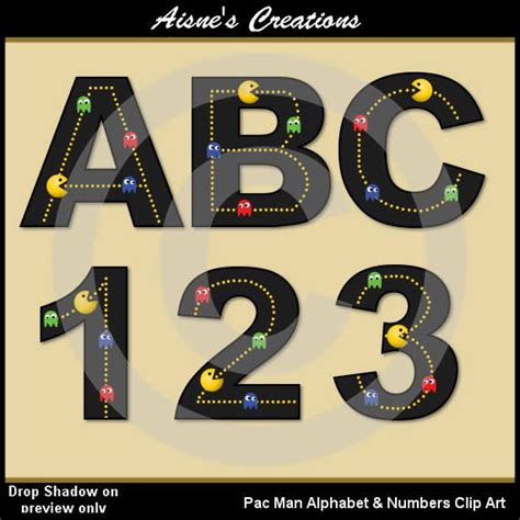 Pacman Alphabet Letters And Numbers Clip Art Graphics Etsy Pacman