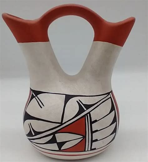 Vtg Isleta Pueblo Pottery Wedding Vase Native American Indian Art