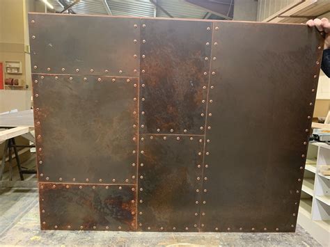Riveted Aged Copper Panel Metal Wall Panel Wall Paneling Metal Walls