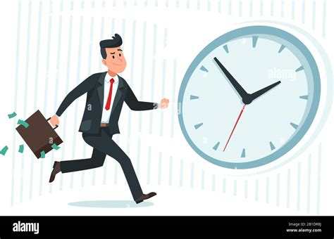 Businessman Against Time Busy Business Worker Catching Up Watch Clock