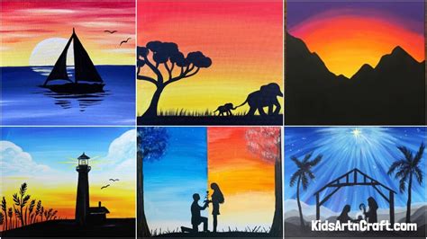 Easy Silhouette Painting For Beginners Kids Art And Craft