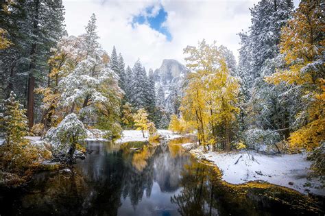 When Snow Meets Fall Beautiful Photos Capture Snowliage In Yosemite