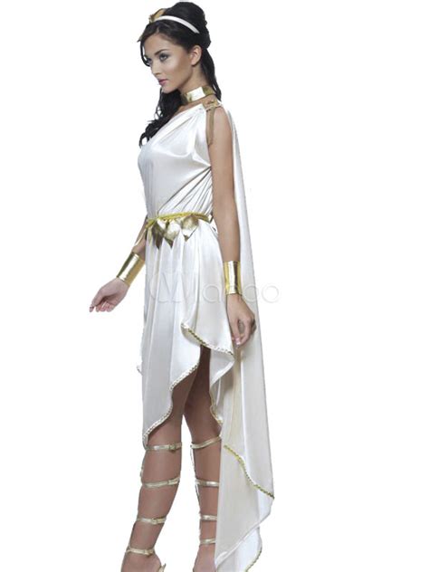 halloween fantasia deusa grega branca assimétrica curvou se conjunto de vestido para as mulheres