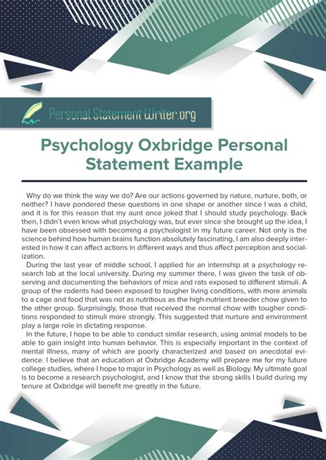 Psychology Personal Statement Oxford Sample For All