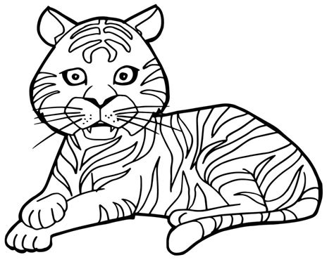 Omalovánka Roztomilý kreslený tygr k vytisknutí zdarma