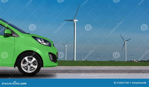 Green Electric Car Stock Image Image Of Charge Landscape 210531749