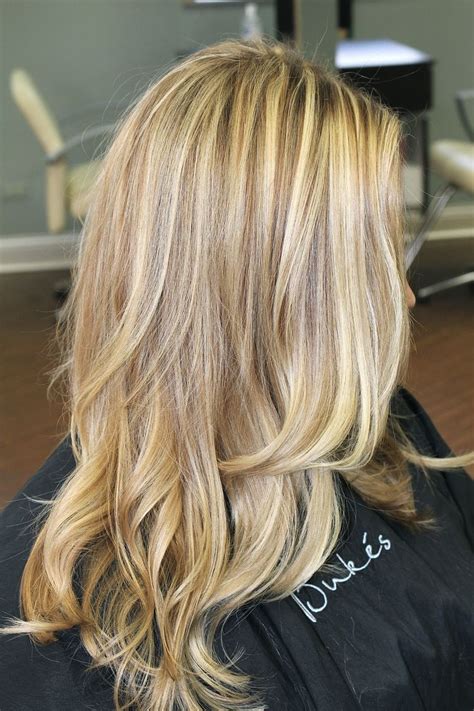 Experiment with the hair color palette. Golden Blonde Highlights on Jenny | Blonde hair with ...