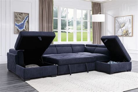 nekko collection storage sleeper sectional sofa and ottoman pull out bed