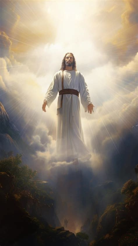 Jesus Christ Standing In Heaven Light Sky And Clouds God 26345915 Stock