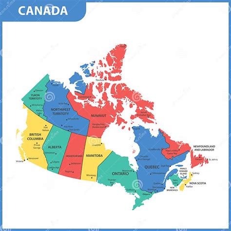 Die Ausführliche Karte Des Kanadas Mit Regionen Oder Zustände Und