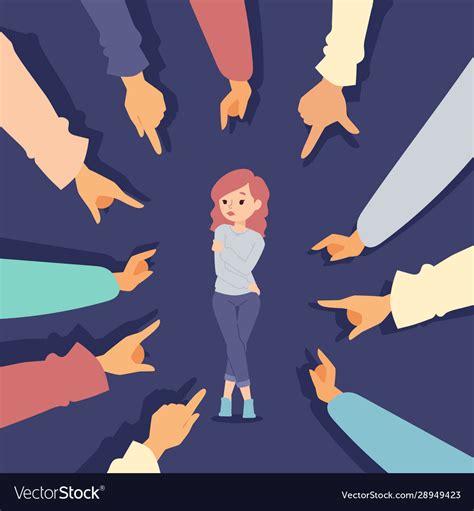 Woman Surrounded Pointing Hands Victim Blaming Vector Image