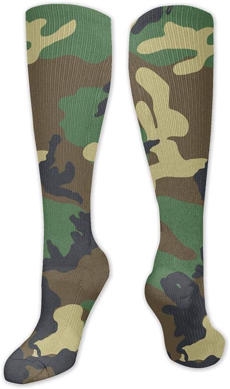 Army Green Camouflage Pattern Polyester Cotton Over Knee Leg High Socks