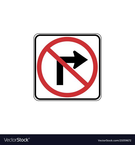 Usa Traffic Road Signs No Right Turn Royalty Free Vector