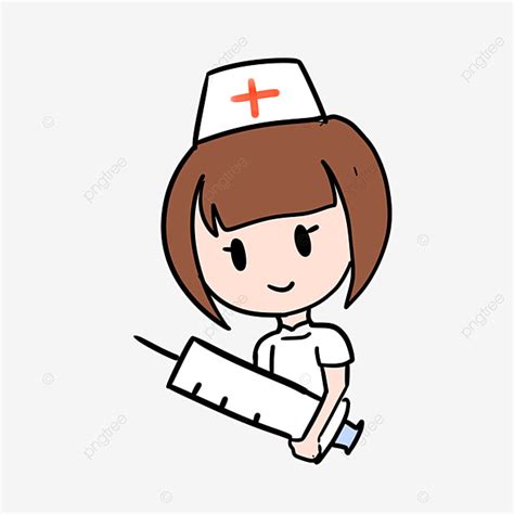 Nurse Needle Clipart Transparent Background Cartoon Hand Drawn Nurse