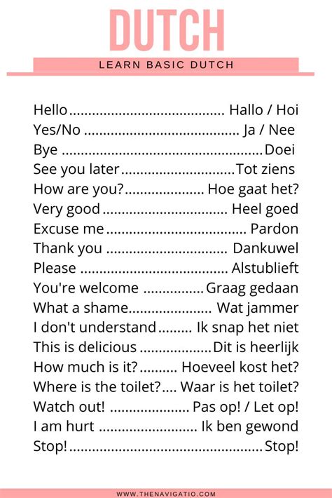 30 essential dutch phrases for tourists dutch phrases dutch language dutch words