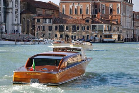 Venice Italy Water Taxi Transporting Tourists To Venice Editorial