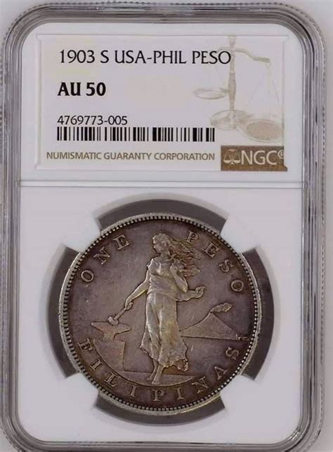 1903 Ngc Au50 Us Philippine Peso Silver Coin Hobbies And Toys