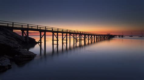 Beautiful Ocean Pier At Sunset Windows 10 Hd Wallpaper Preview