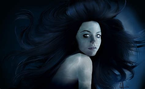 Artwork Women Long Hair Brunette Blue Eyes Wallpapers Hd Desktop