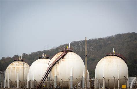 Natural Gas Tank In Petroleum Plant Stock Photo Image Of Ball