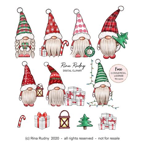 Gnomes Clipart Christmas Clipart Merry Christmas Gnome Etsy