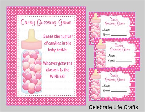 Baby Shower Printable Game Candy Jar Or Bottle Guessing Game