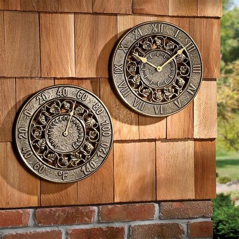 Ivy Silhouette Outdoor Clock And Thermometer Outdoor Clock Outdoor