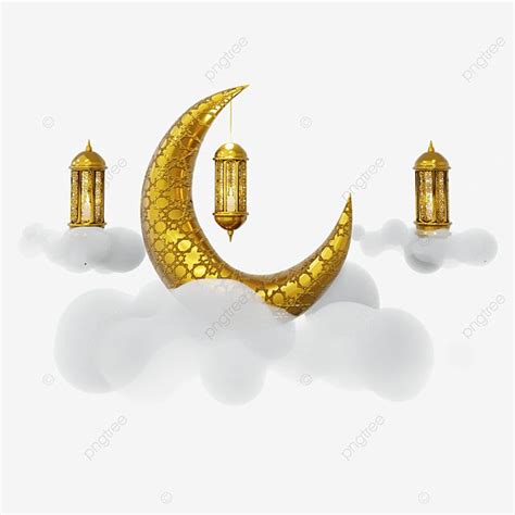 رمضان كريم مزين بالقمر الهلال والفانوس الأنيق فانوس هلال رمضان Png