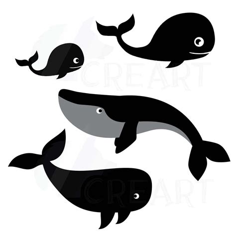Whale Cute Whales Silhouette Pack Eps Png  Pdf Svg Etsy Cute