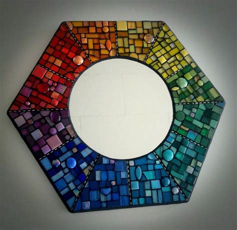 Hexagon Mosaic Mirror With Rainbow Colours Etsy Hexagonal Mosaic