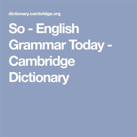 So English Grammar Today Cambridge Dictionary Grammar English