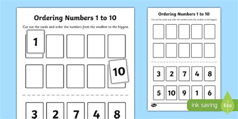 Counting And Ordering Numbers To 10 Worksheets