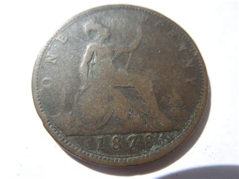 Vintage Coin Great Britain 1878 1 Penny Queen Victoria