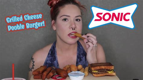 Sonic Grilled Cheese Double Burger Mukbang Eating Show Youtube