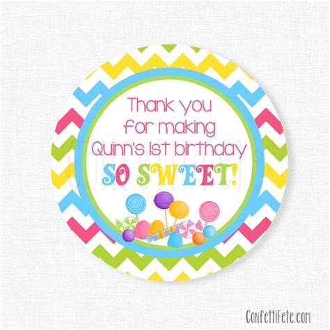 Candy Favor Tags Sweet Shoppe Party Favors Thank You Tag Candyland