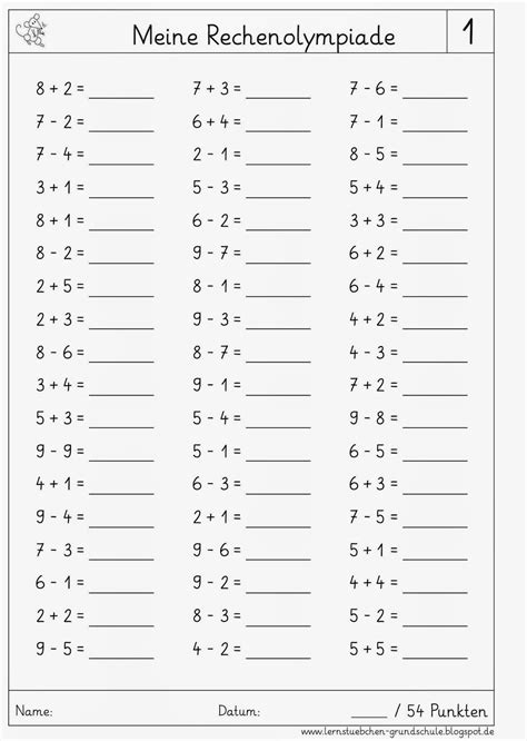 Hier finden sie arbeitsblätter mit matheaufgaben für die 1. Kopfrechnen ZR 10 | Kopfrechnen, Rechnen lernen ...
