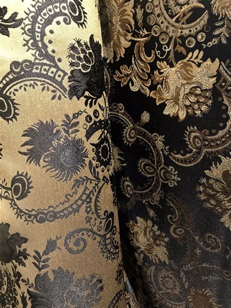 New Lady Dezmelda Designer Brocade Jacquard Fabric Black Gold Floral