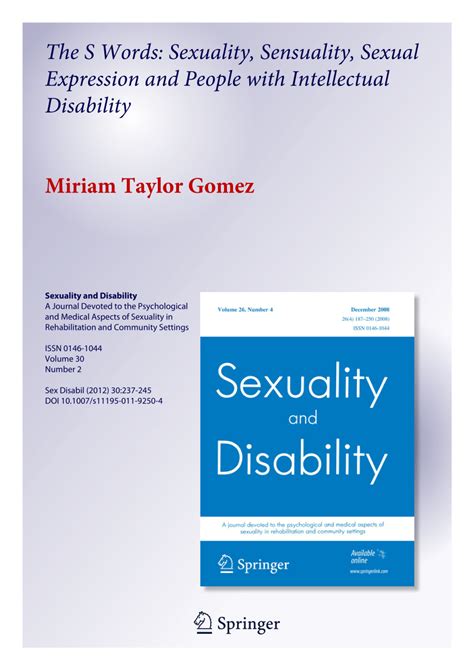 Pdf The S Words Sexuality Sensuality Sexual Expression And People With Intellectual Disability