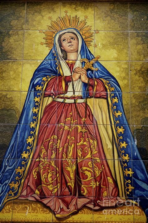 Faience Mural Depicting The Virgin Mary On A Wall Photograph By Sami