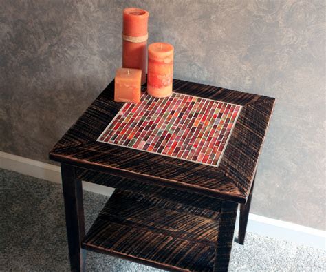 Mosaic End Table Tile Mosaic End Table Rustic Side Table W Etsy