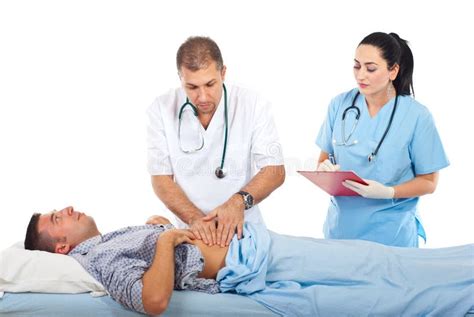 Doctor Palpating Patient Abdomen Stock Image Image Of Female Adults