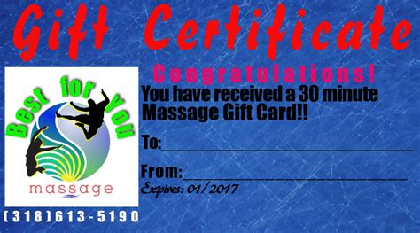 best for you massage t certificate 30 minute massage