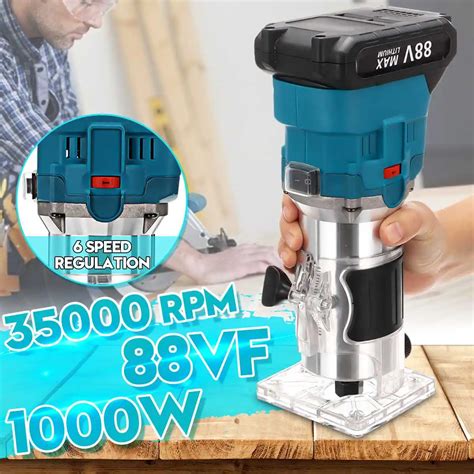 Rpm W Cordless Electric Trimmer Woodworking Engraving Slotting Trimming Milling Machine