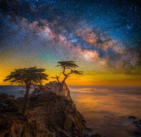 Pebble Beach Lone Cypress Cyprus Tree Milky Way Dusk California Dr
