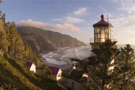 Regal View Heceta Head Lighthouse Shining Across Oregon Coast Pure