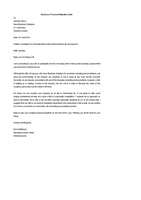 Business Proposal Rejection Letter Templates At
