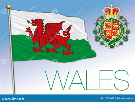 Wales Official National Flag United Kingdom Stock Vector