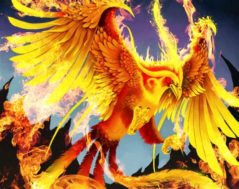 Magical Animals Birds Fire Phoenix Fantasy Wallpaper 2000x1585