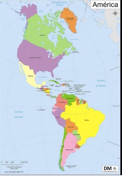 Unico Mapa Completo Del Continente Americano